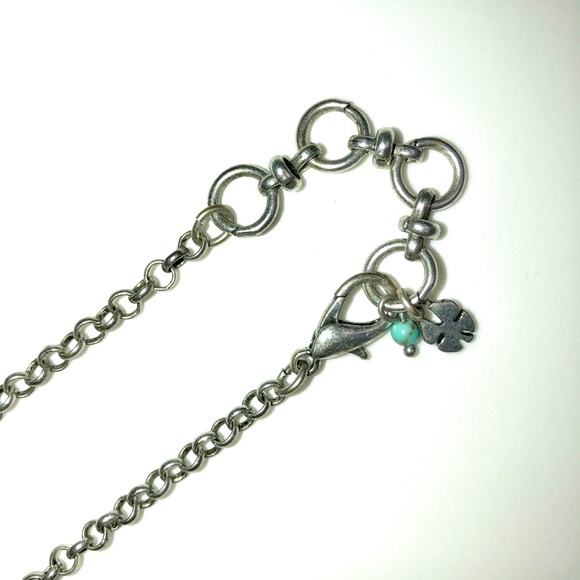 🎉HP🎉 LUCKY BRAND Faux Turquoise Silver Tone Feather Charm Necklace 18" NEW! - Picture 11 of 13